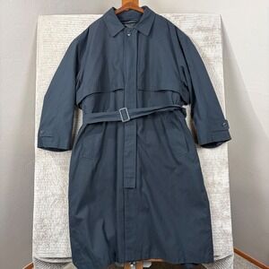 Pierre Cardin Men's Classic Dark Gray Belted Trench Coat Raincoat Size 46R